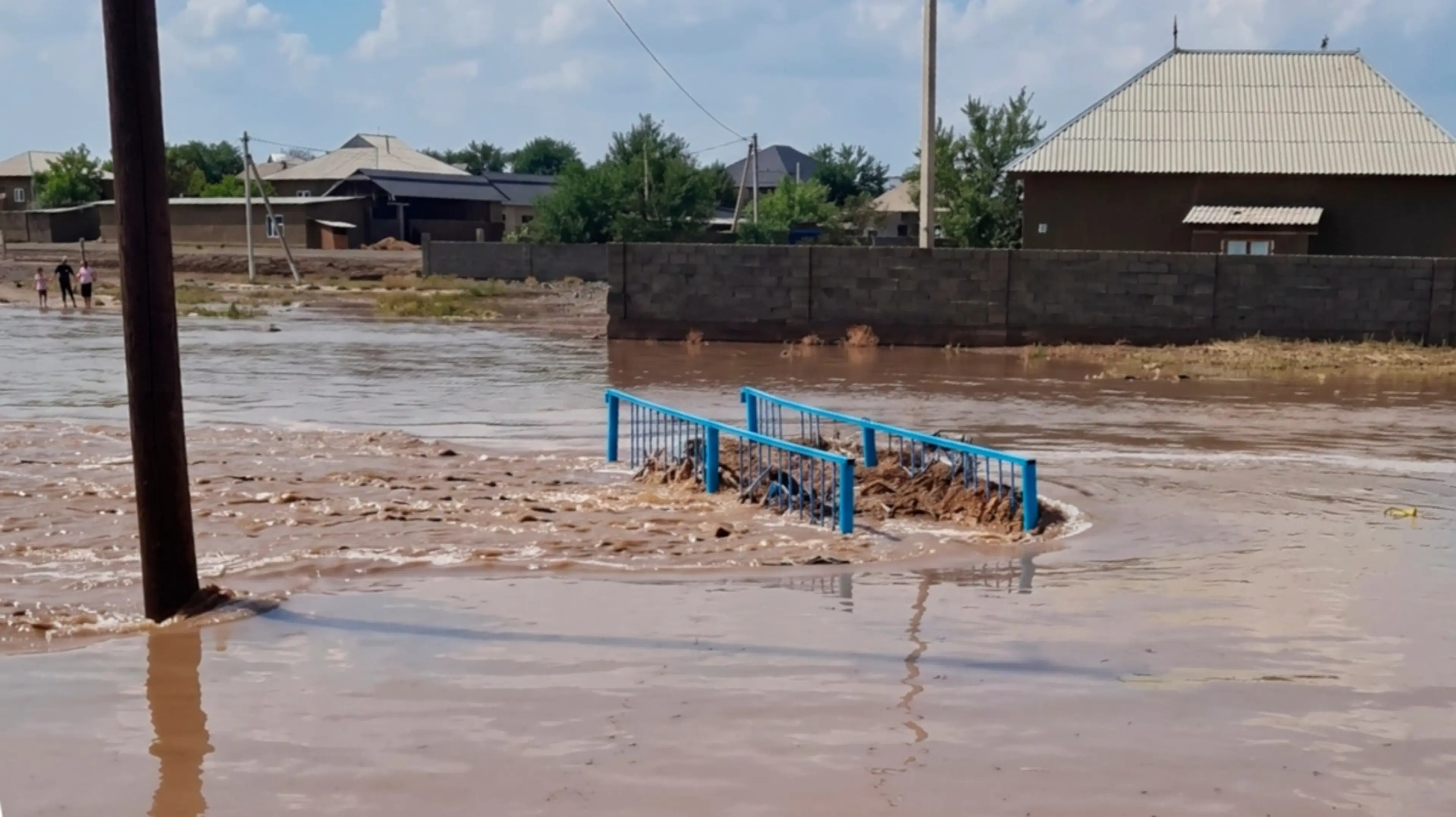 Ливни затопили дворы и улицы в Сарыагашском районе и Шымкенте